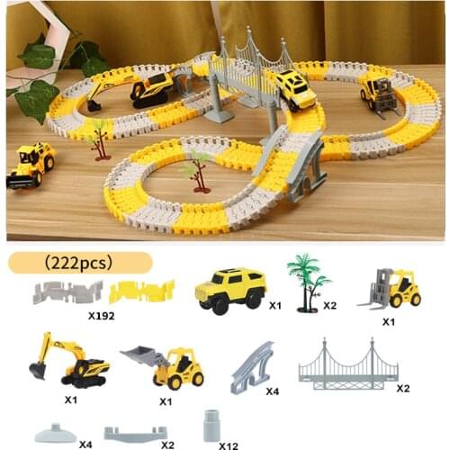 Railway Toy Car Track Racing Track Toy Set Educational Bend Flexible Race Track Flash Light Car Toys For Children Boys 3 4 years