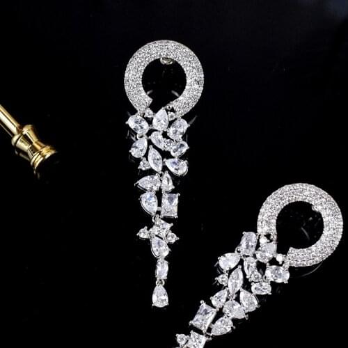 S925 sterling silver, popular jewelry, zircon sweet style womens long earrings, party, dance, engagement, fashion accessories