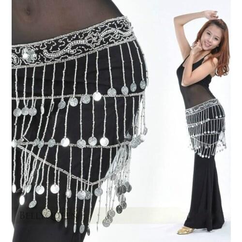New Design 2016 Silver Belly Dance Costumes Hip Scarf Wrap Belt Women Skirt Dancewear