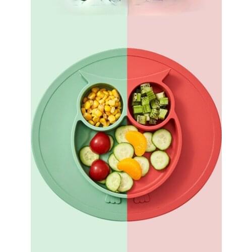 Zq Baby Plate Drop-Resistant Divided Plate Suction Cup Silicone Placemat Childrens Silicone Tableware