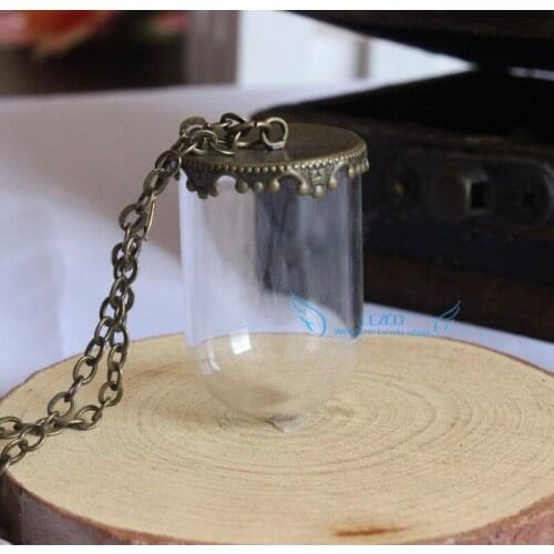 10set--30x20mm Clear Glass Globe Necklace Kit Bottle Pendant DIY accessories