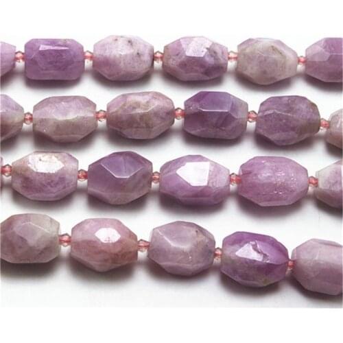15X20mm Natural Genuine Purple Kunzite Hand Cut Faceted Nugget Loose Beads 15"