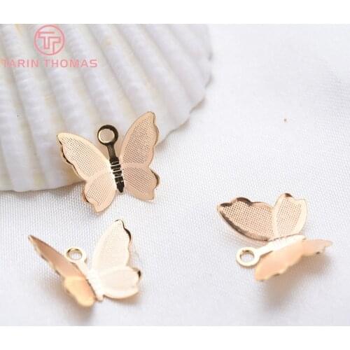 20PCS 14x11MM 24K Gold Color Brass Butterfly Charms Pendants High Quality Diy Jewelry Findings Accessories wholesale