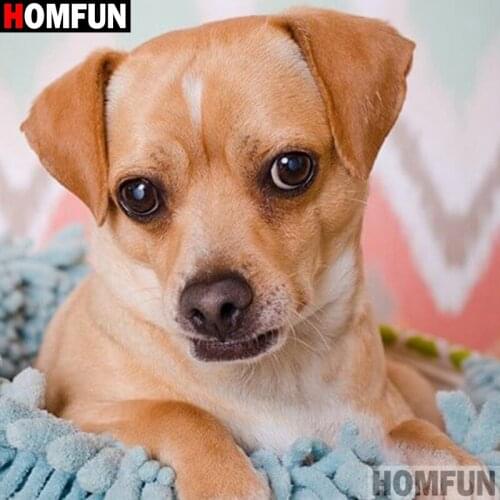 HOMFUN Diamond Painting Cross Stitch Pattern 5D Diamond Embroidery "Animal dog" Home Decor DIY diamond Art A26194