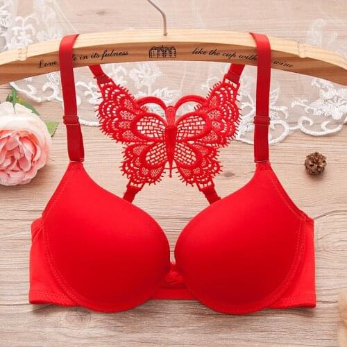 Front buckle beauty back bra, less ladies gather underwear, sexy small breasts, adjustable top bra with underwire butterfly styl