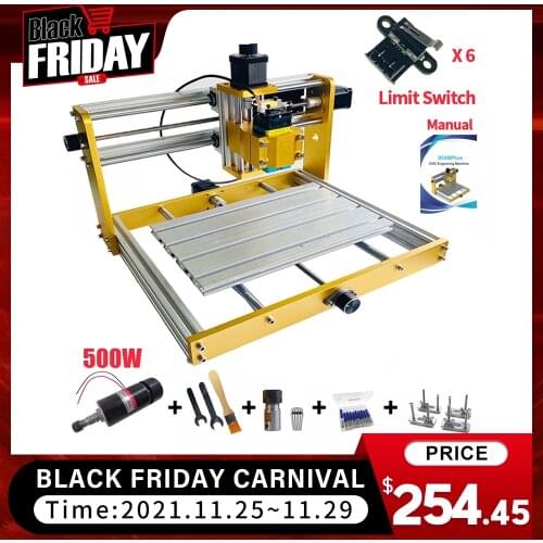 CNC 3018plus 500W support Nema17/23 Stepper 52mm Spindle CNC Wood Router,Pcb Milling Machine,Craved On Metal