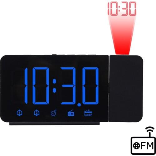 FanJu FM Radio Alarm Clock Digital LED Time Projector Dual Alarm Desktop Electronic Table Desk Clocks Snooze Time Projection