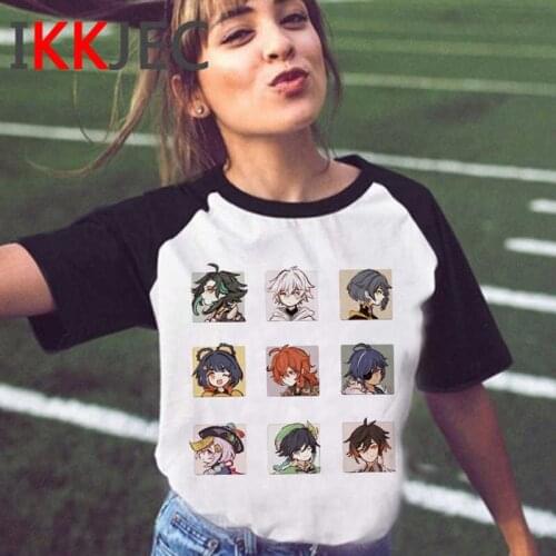 Genshin Impact top tees female print harajuku casual graphic tees women plus size top tees ulzzang kawaii