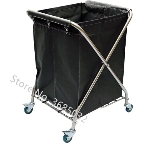 Hotel Folding Storage Basket with Wheel Home Trolley with Stainless Steel Frame Quilt Room Service Package Motel Cleaning Car