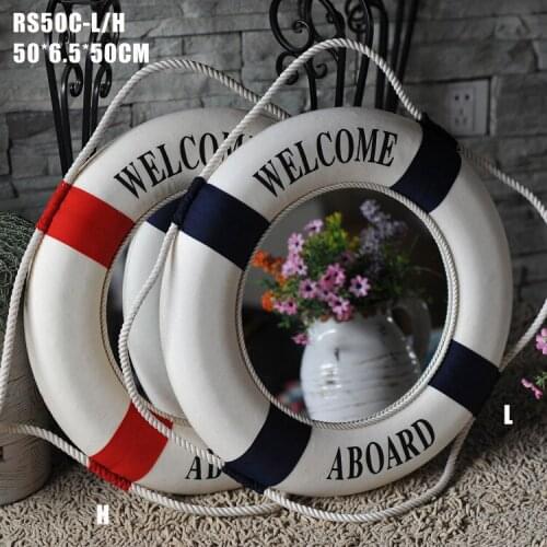 Mediterranean Style 50 cm Cotton Lifebuoy Bar Living Room Nautical Home Decor Crafts Wall Hanger 3D Sticker home decoration
