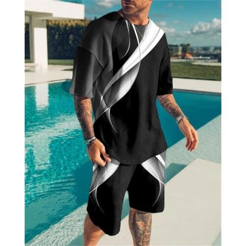 2021 harajuku set Summer Casual Sports Set Men and Women Matching Short Sets Graffiti Print Clothing Outfits mens sports suit