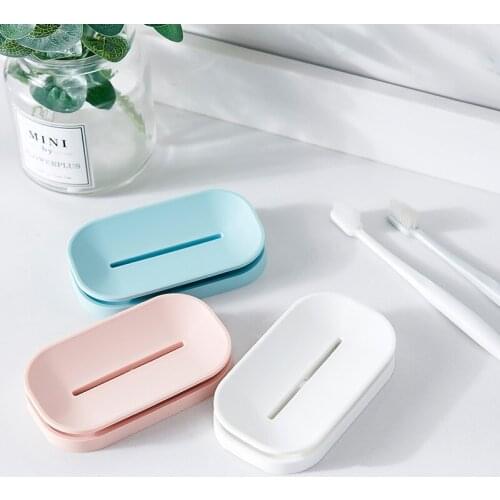 Soap box home dormitory portable double soap box bathroom toilet simple drain soap box