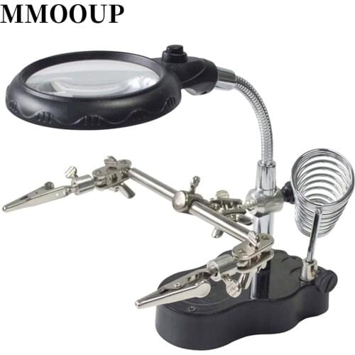 Third Hand Solder Magnifier Lamp LED Light Table For Soldering Clip Repair Tool Optical Glasses Lens Magnifier