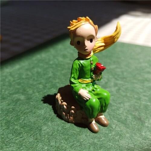 Little Prince Figures Resin Statue Rose Children Kid Christmas Gift Miniatures Bonsai Moss Terrarium Decor Fairy Boy Art Cartoon