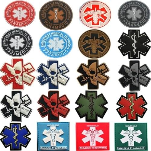 MEDIC Badges Patches Pvc Rubber Emergency Medical Technician Paramedic Rescuer Gear Medical Treatment Armbands Tactical Patch