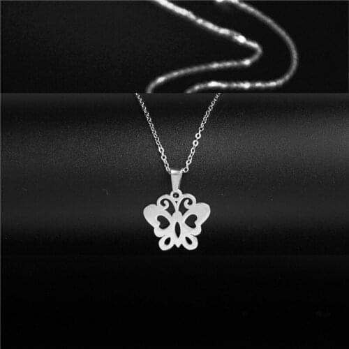 Stainless Steel Minimalist Jewelry Women Buttfly Necklace Simple Butterfly Pendant Choker