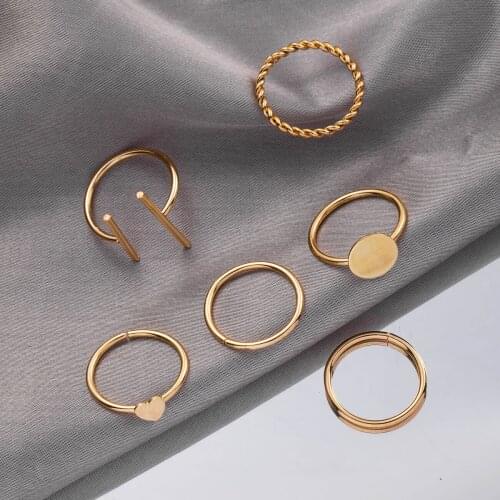FNIO 2021 Punk Fashion Rings For Women Men Gold Silver Color Ring Set Hiphop Simple Finger Rings Jewelry Party