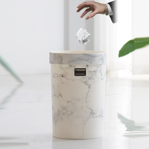 Marble Pattern Trash Cans Bedroom Trash Can Living Room Waste Bin Office Garbage Bucket Without Lid European Style Dustbin Hot