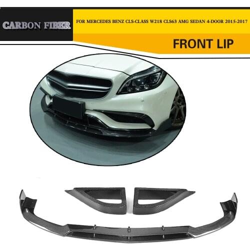 CLS Class Carbon Fiber Front Lip Spoiler Mesh Vents for Mercedes Benz W218 CLS63 AMG S Sedan 4 Door Only 2015 2016 2017