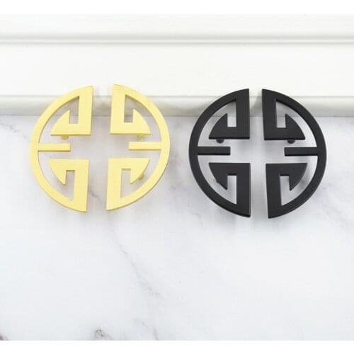 Semi-circular Hollow Small Handle Furniture Dumb Black Copper Wire Drawing Color Door Handle of Ming Dynasties Furniture Pulls