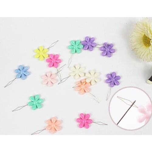 Random Color Flower Shape Plastic Needle Threader 4.2x2.1cm For Crafts Household Sewing Needle Tools ,2 Pieces