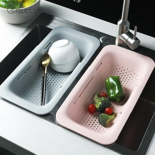 Adjustable Cleave Sink Tub Drain Basket Fruit Storage Basket Sink Shelf Storage Cleave Home Storage Baskets