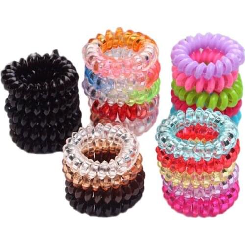 10Pcs Size 3.7cm Elastic Hair Bands Girls Accessories Rubber Band Headwear Rope Spiral Shape Ties Gum Telephone Wire