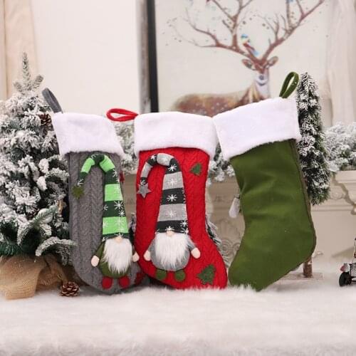Christmas Stocking Sack Xmas Gift Candy Bag Small Boots Ornaments Pendant Xmas Tree Decor