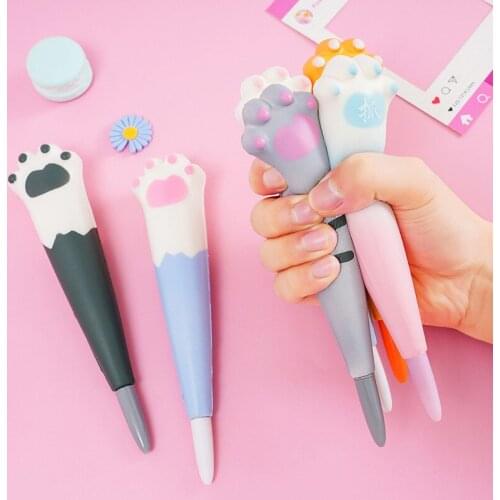 12 pcs/lot Kawaii Cat Paw Decompression Gel Pen Cute 0.5mm Sponge Neutral Pen School writing Supplies Promotional Gift
