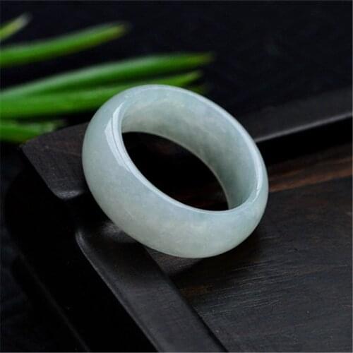 Certificate) Drop Shipping Natural Light Green A grade Jadeite jades Rings Hand-carved Women Fashion Finger Ring Jewelry