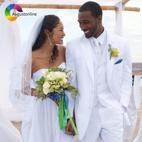 Wedding Suits For Man White Men Suits Bridegroom Groomsmen Custom Slim Fit Formal Blazer Tuxedo Tailor Costumes Best Man 3Pieces