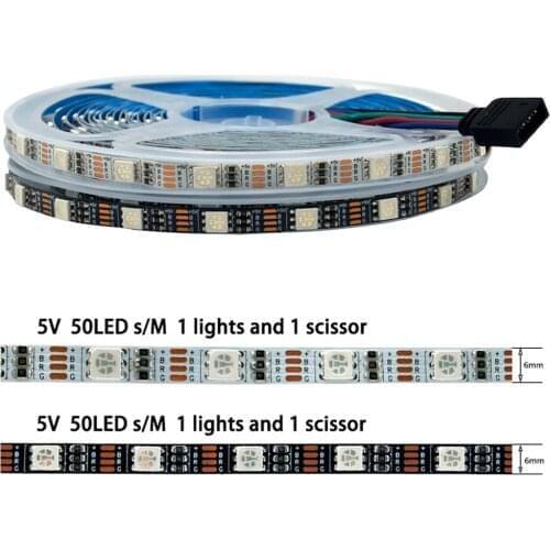 RGB Led Light Strip 5V SMD 5050 5M 250Leds Black White 6mm PCB TV Backlight 5 V Led RGB Strip Light Tape Lamp