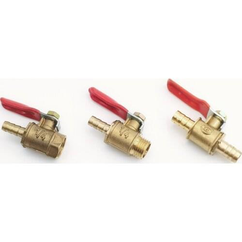 Valve6mm-12mm Hose Barb Inline Brass Water Oil Air Gas Fuel Line Shutoff Ball Valve Pipe Fittings Pneumatic Connector Controller