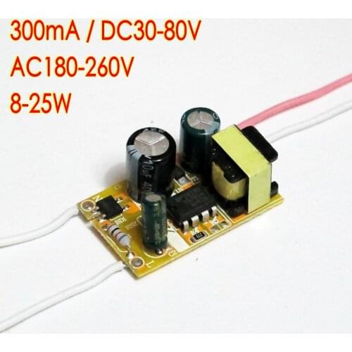 High efficiency 300mA 8-25*1W DC 36V ~ 80V Led Driver 8W/10W/12W/14W/16W/18W/20W/24W/25W Power Supply AC 220V for ceiling lamp