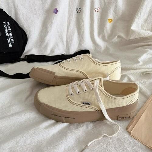 Womens Shoes Korean Version Custom Milk Tea Color Canvas Shoe New Casual Shoe High - Top Shoes Womens Shoes