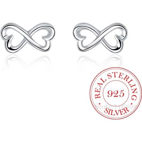 High Quality 925 Sterling Silver Women Jewelry Korean Silver Cute Lovely "8" Stud Earrings for Women 2020 Wedding Party Gift