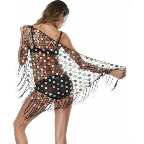 Women 2019 Summer Beach Dress Cover-Ups Bathing Suit Swimwear Mesh Crochet Bikini Cover Up Bathing Suit