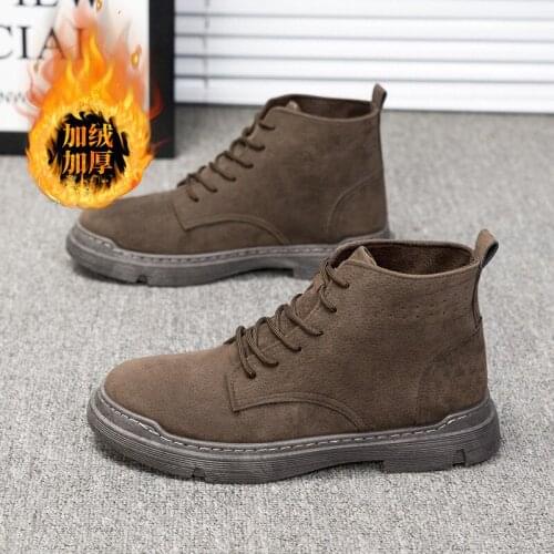 Winter new style plus velvet thickening high-top warm Martin boots snow boots mens boots non-slip wear-resistant