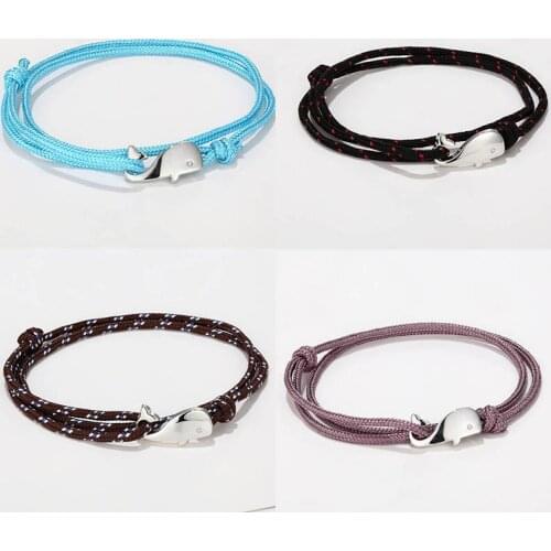 1PC Marine Style Camping Parachute Cord Whale Tail Anchor Bracelet Men Women Jewelry Wrap Metal Hooks