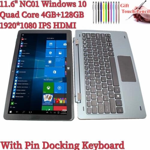 With Pin Docking Keyboard 11.6 Inch NC01 Windows 10 Tablet PC Quad Core 4GB+128GB Bluetooth 4.0 1920*1080 IPS HDMI-compatible
