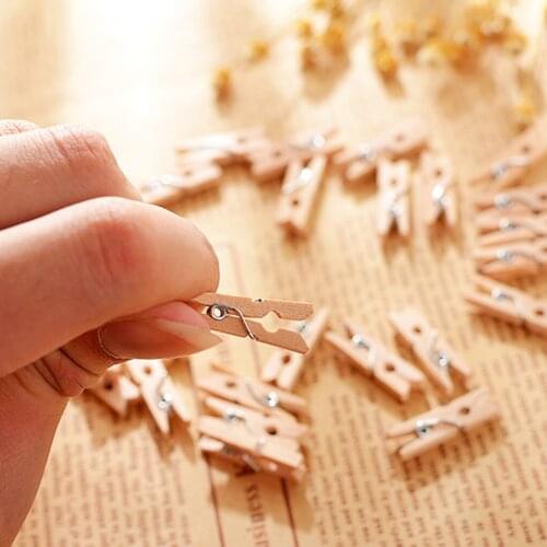 100Pcs Wood Cloth Pegs Pins Quality Mini Clothes Pin Crafts DIY Wooden Laundry Clothes Clips Storage Tool