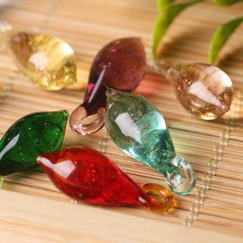 5pcs/lot 8x23mm Water Drop Glass Beads Multi Colors Gold Sand Lampwork Beads Charm Pendant for Women DIY Jewelry Making Supply