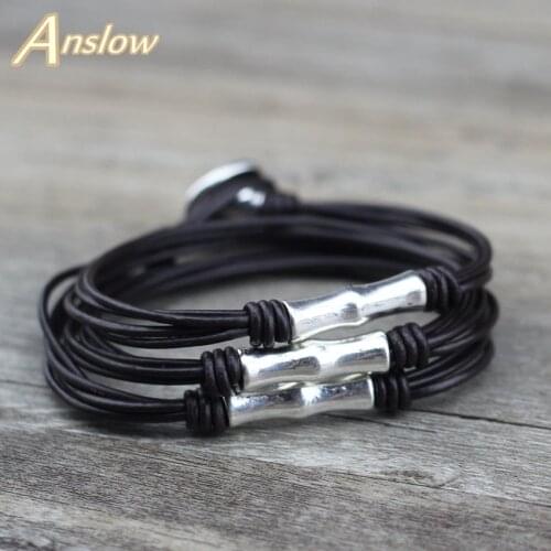 Anslow Creative Design Fashion Jewelry Cheap Wholesale Vintage Multilayer Unisex Leather Bracelet Christmas Gift LOW0701LB