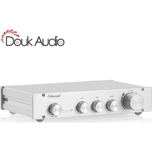 Douk Audio HiFi Stereo Digital Preamp 3-Way 2.0 Channel Class A Desktop Audio Pre-Amplifier Treble/Mid/Bass Control
