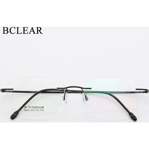 BCLEAR 2021New Arrival Fashion Rimless Glasses Frame Memory Pure Titanium Eyeglasses Prescription Ultralight Flexible Frame 9002