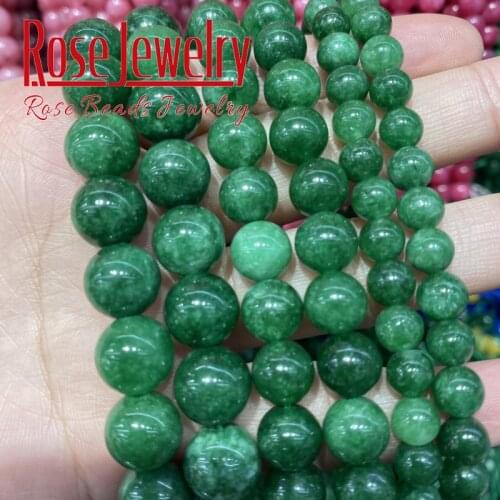 Natural Green Jades Chalcedony Beads Dried Green Jades Round Loose Beads For Jewelry Making Bracelet Necklace 15" Strand 6-12 mm