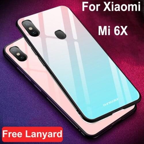 Coque For Xiaomi Mi 6X case Gradient tempered glass + soft edge cover For Xiaomi Mi 6 x dream glass case mi6x cases phone shell