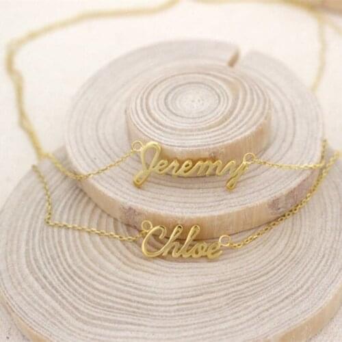 Two Name Necklace Personalised Jewelry Customised Layered Name Necklace Women Men Bridesmaid Gift Stainless Steel Choker