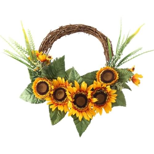 Eucalyptus Garland Wreath Artificial Flowers Simulation Plants Ins Style Pendant Thanksgiving Sunflower Home Hanging Decoration