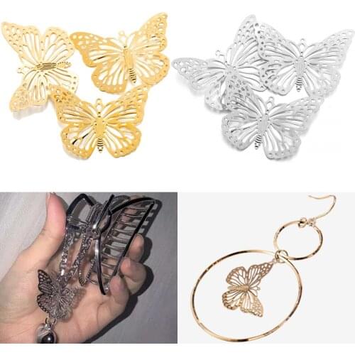 20Pcs/Pack Copper Hollow Butterfly Filigree Wraps Gold Pendant Charms Earrings Connector For DIY Jewelry Making Accessories